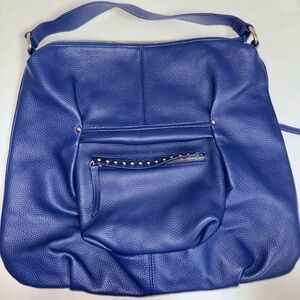Laggo Joyce Blue Pebble Soft Leather Hobo Crossbody Handbag